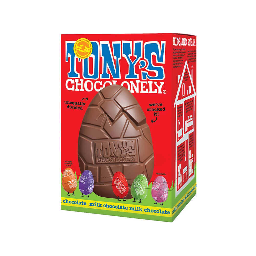 Tonys Chocolonely Large Milk Choc Easter Egg W Min Eggs 242g